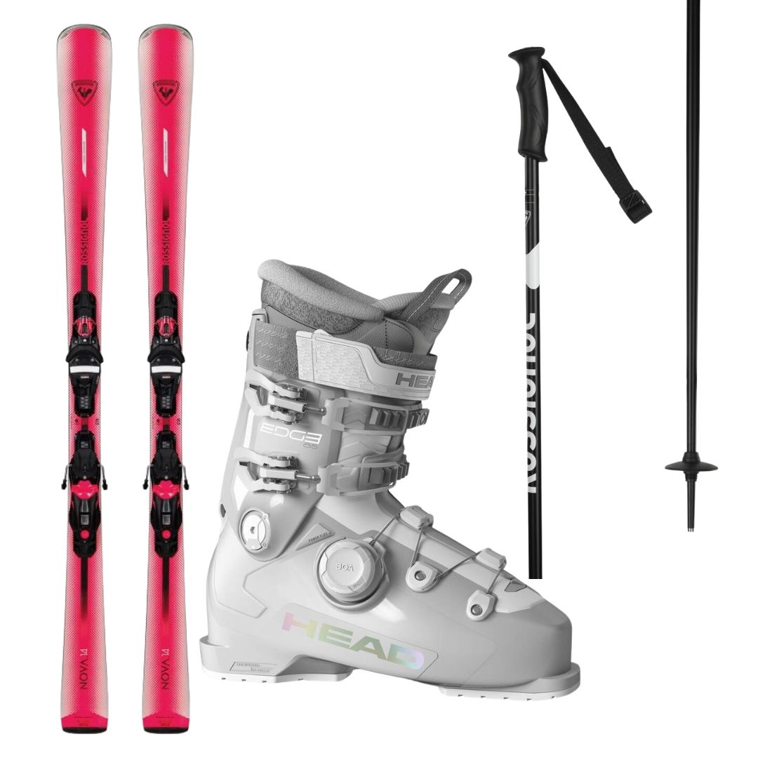 Juego de esquís para mujer Rossginol NOVA 14 KONECT + botas de esquí Head EDGE 85 W HV BOA + bastones